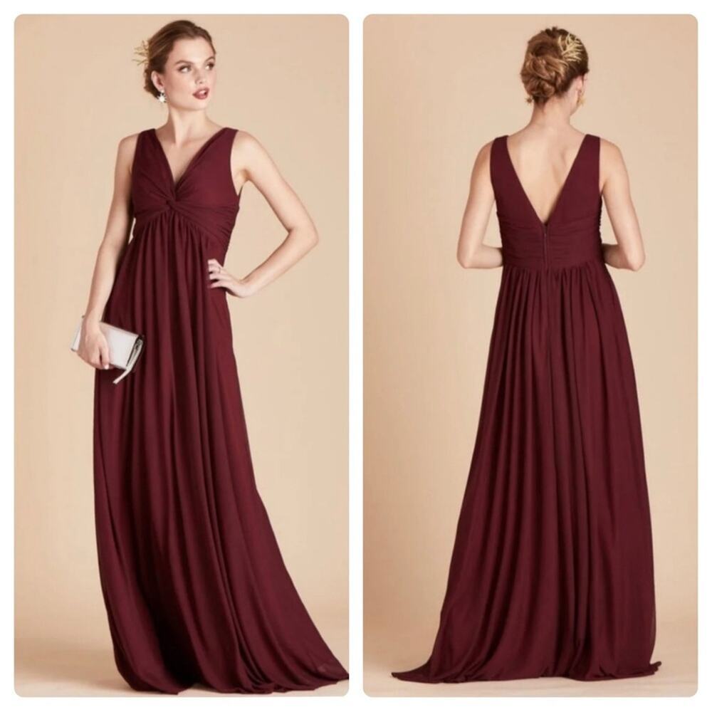 Birdy Grey Lianna Knot Front Sleeveless Bridesmaid Dress in Cabernet Size XS NWT